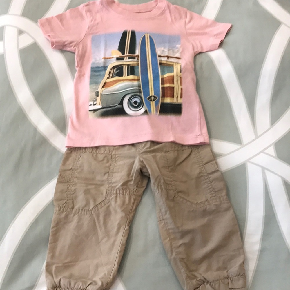 Carter's pink tee and Oshkosh Pants